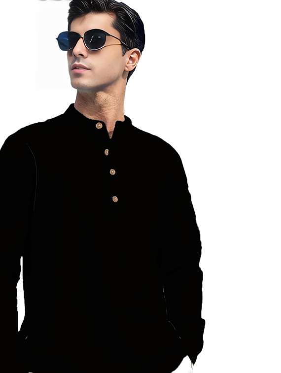 men solid mandarin neck short kurta