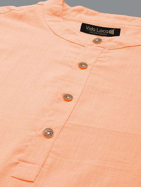 men solid mandarin neck short kurta - 22327192 -  Standard Image - 3