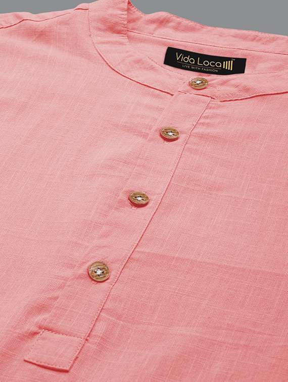 men solid mandarin neck short kurta - 22327193 -  Standard Image - 3