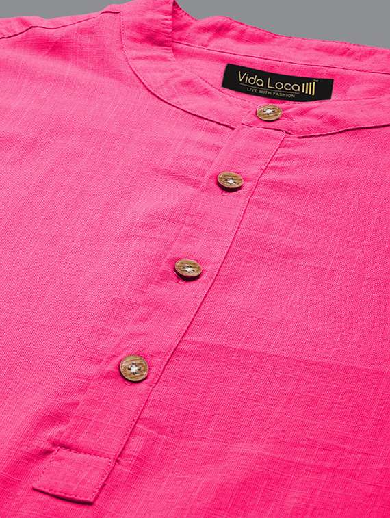 men solid mandarin neck short kurta - 22327194 -  Standard Image - 3