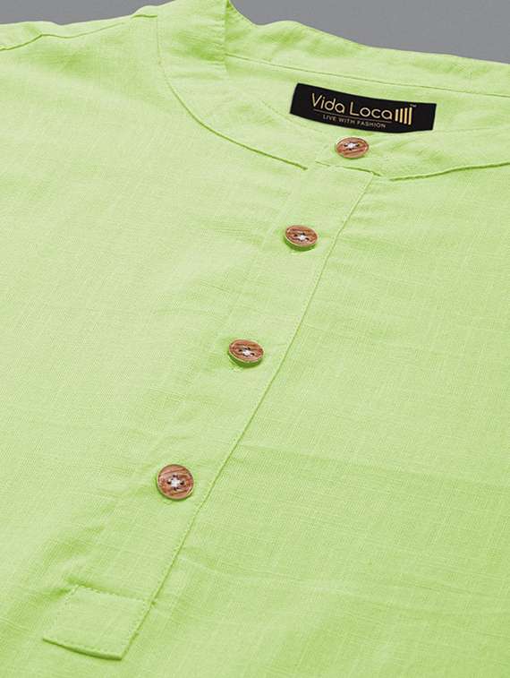 men solid mandarin neck short kurta - 22327198 -  Standard Image - 3