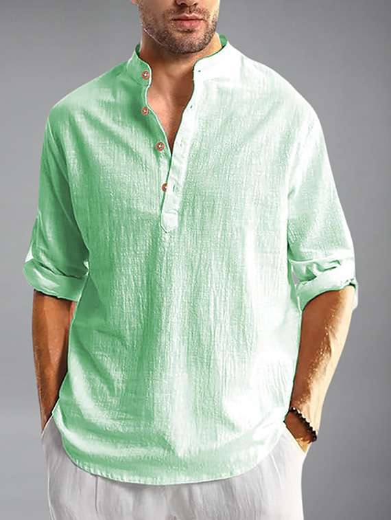 men solid mandarin neck short kurta