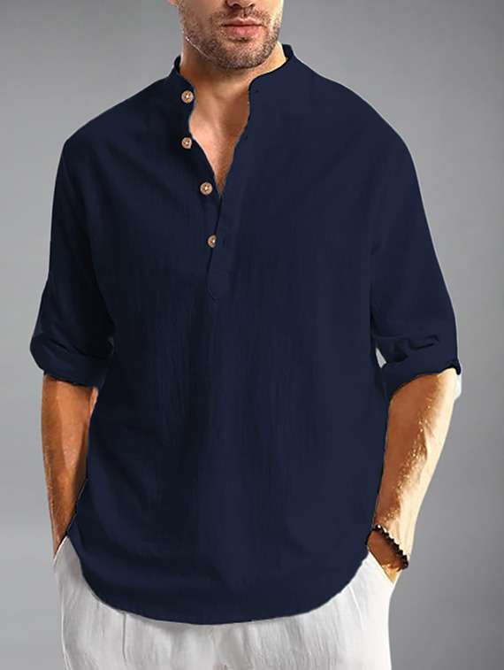 men solid mandarin neck short kurta