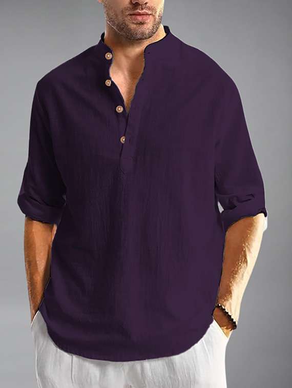 men solid mandarin neck short kurta