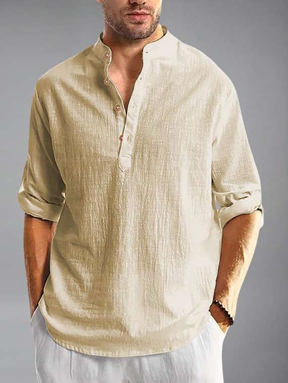 men solid mandarin neck short kurta