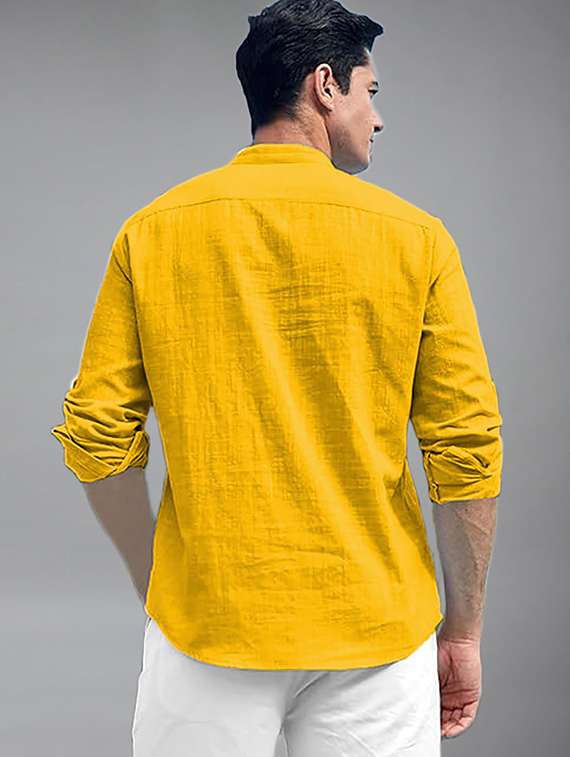 Men Solid Mandarin Neck Short Kurta - 22327287 -  Standard Image - 3