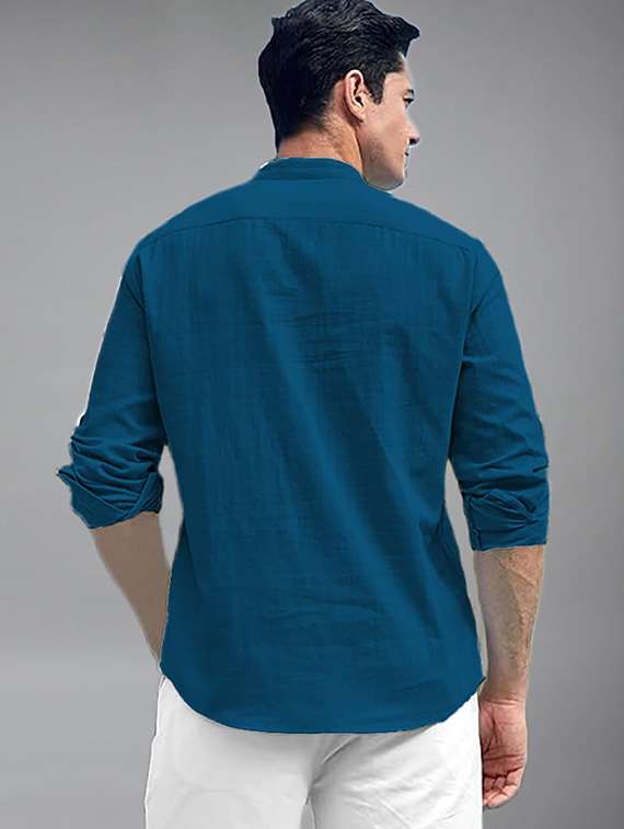 Men Solid Mandarin Neck Short Kurta - 22327291 -  Standard Image - 3