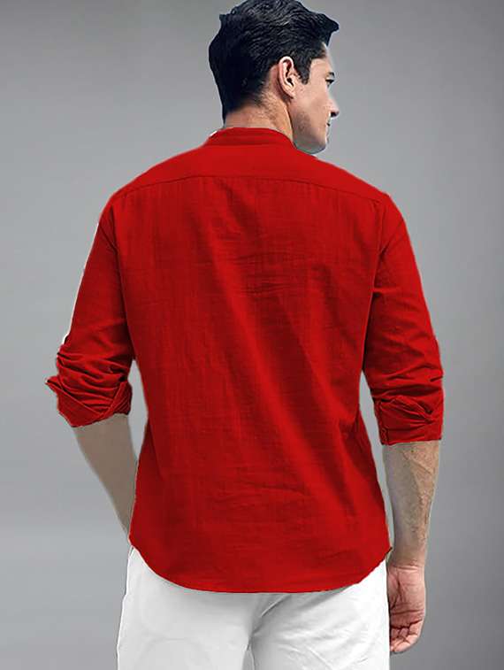 men solid mandarin neck short kurta - 22327292 -  Standard Image - 3