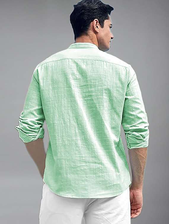 men solid mandarin neck short kurta - 22327293 -  Standard Image - 3