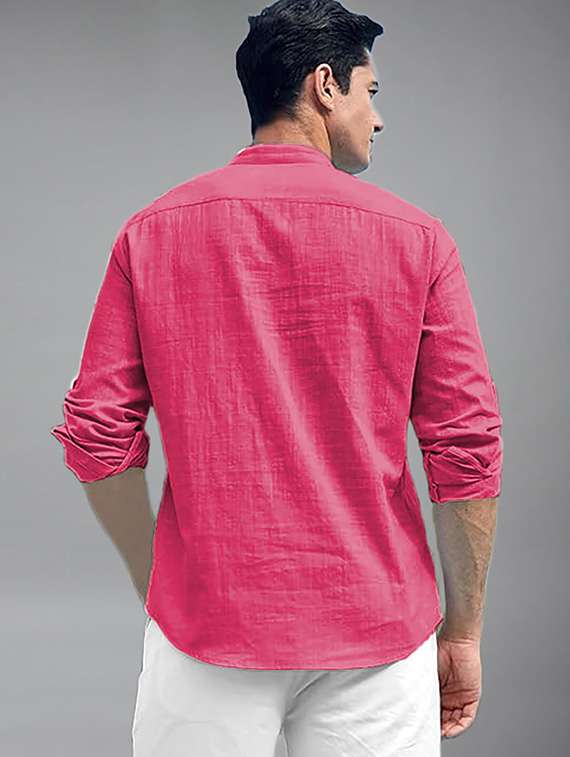 men solid mandarin neck short kurta - 22327294 -  Standard Image - 3