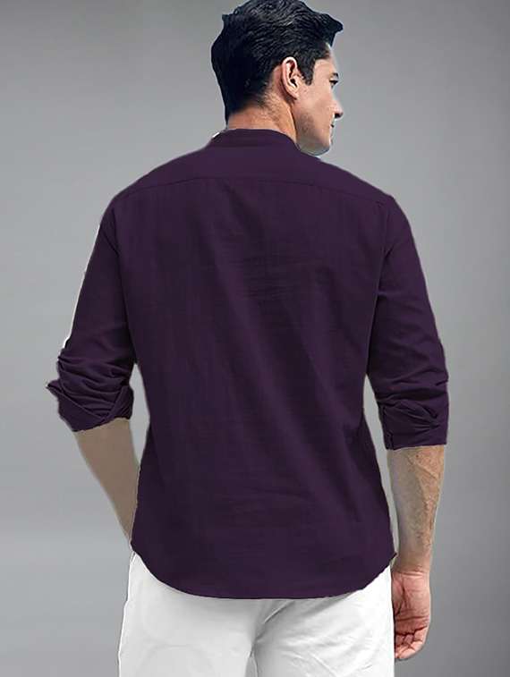 men solid mandarin neck short kurta - 22327299 -  Standard Image - 3