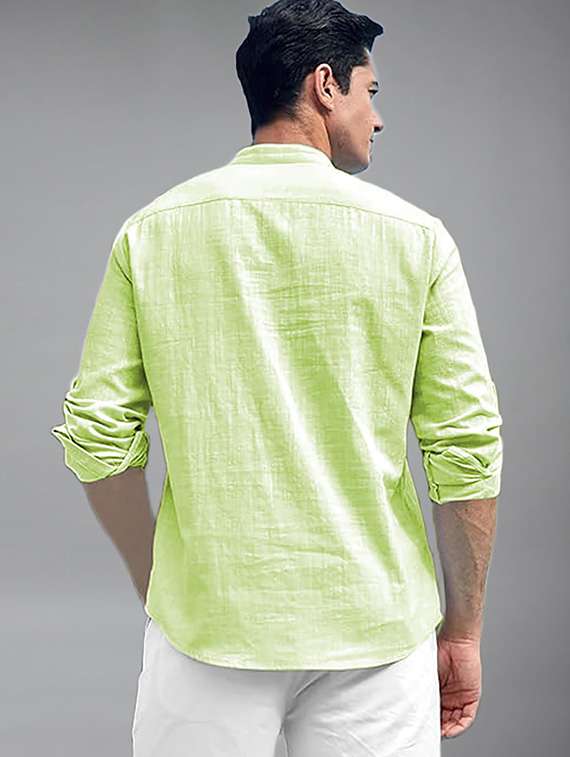 men solid mandarin neck short kurta - 22327303 -  Standard Image - 3