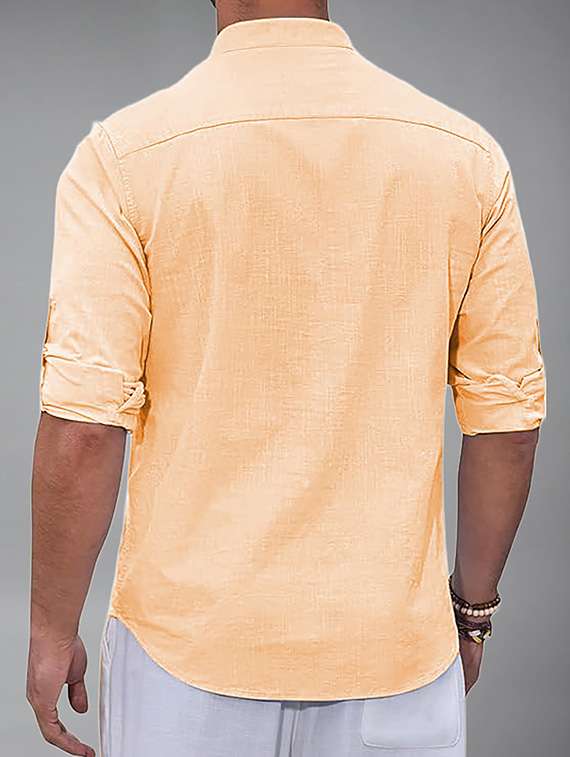 men solid mandarin neck short kurta - 22327307 -  Standard Image - 3