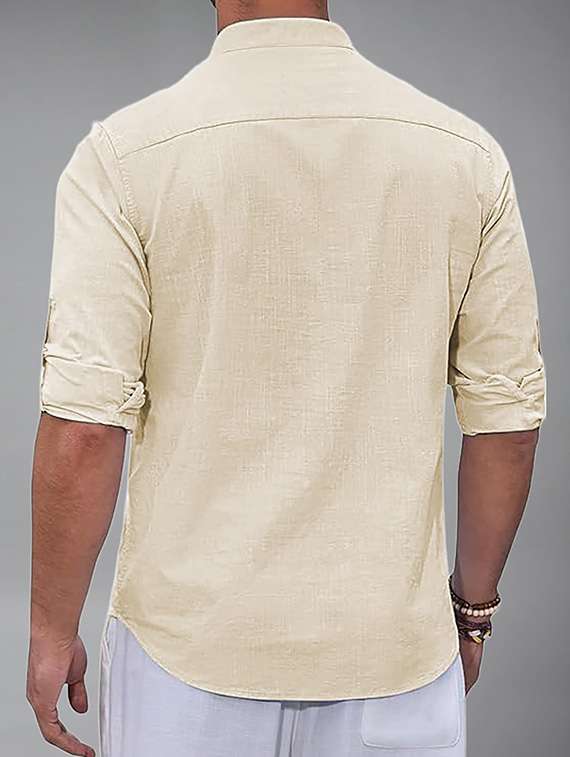 men solid mandarin neck short kurta - 22327317 -  Standard Image - 3