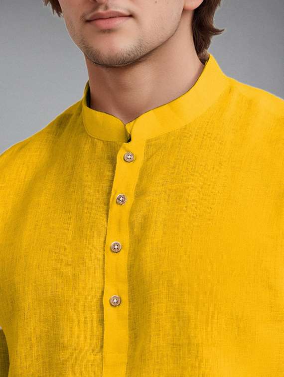 men solid mandarin neck short kurta - 22327326 -  Standard Image - 3