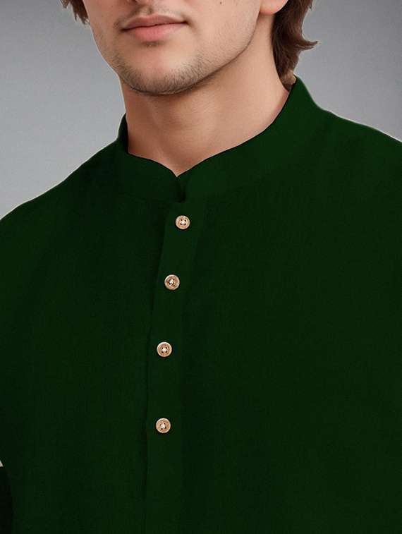 men solid mandarin neck short kurta - 22327340 -  Standard Image - 3