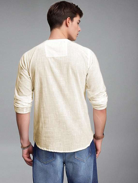 men solid mandarin neck short kurta - 22327365 -  Standard Image - 3