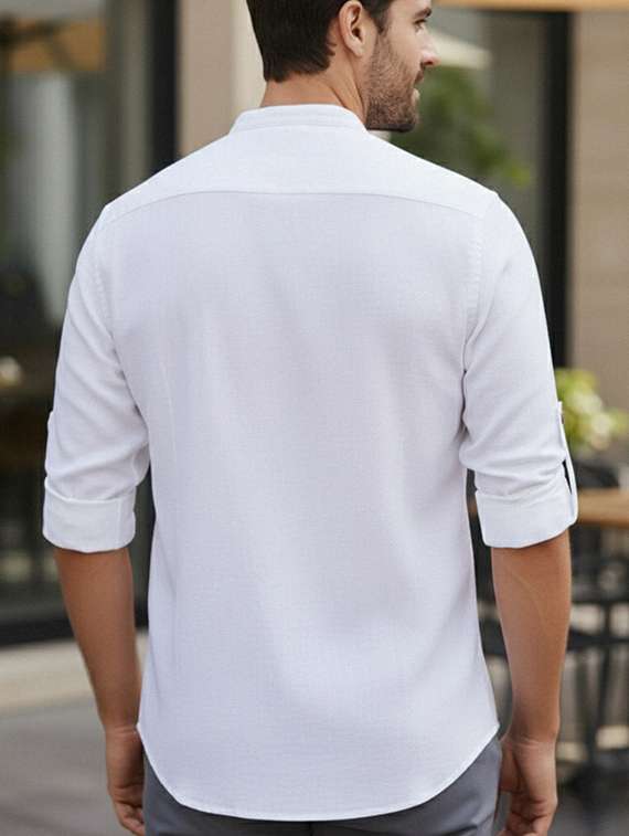 Men Solid Mandarin Neck Short Kurta - 22327487 -  Standard Image - 3