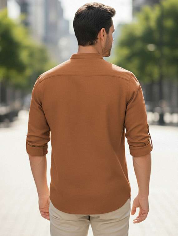 men solid mandarin neck short kurta - 22327523 -  Standard Image - 3