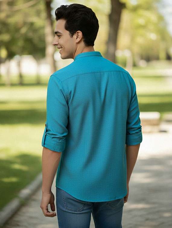 men solid mandarin neck short kurta - 22327528 -  Standard Image - 3