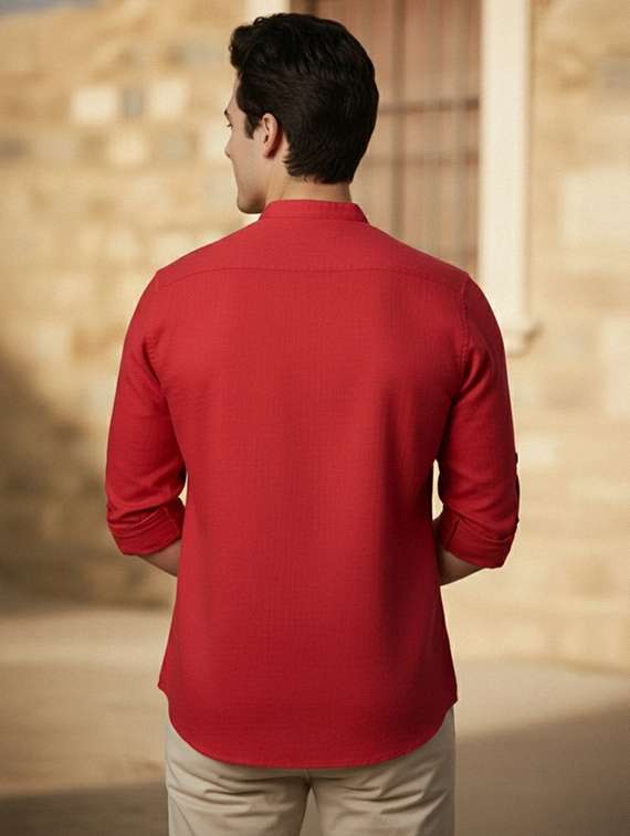 men solid mandarin neck short kurta - 22327531 -  Standard Image - 3