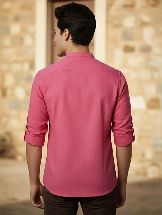 men solid mandarin neck short kurta - 22327533 -  Standard Image - 3