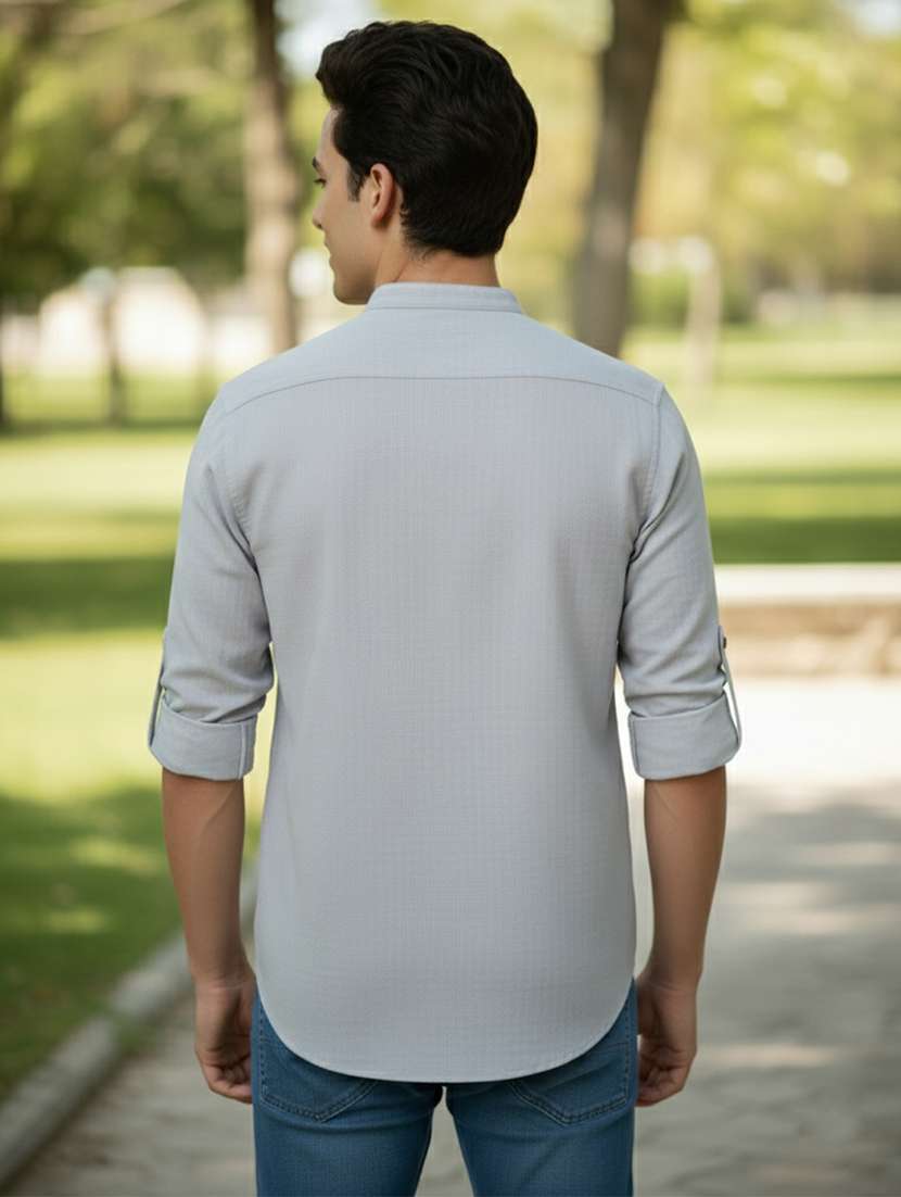 men solid mandarin neck short kurta - 22327541 -  Standard Image - 3