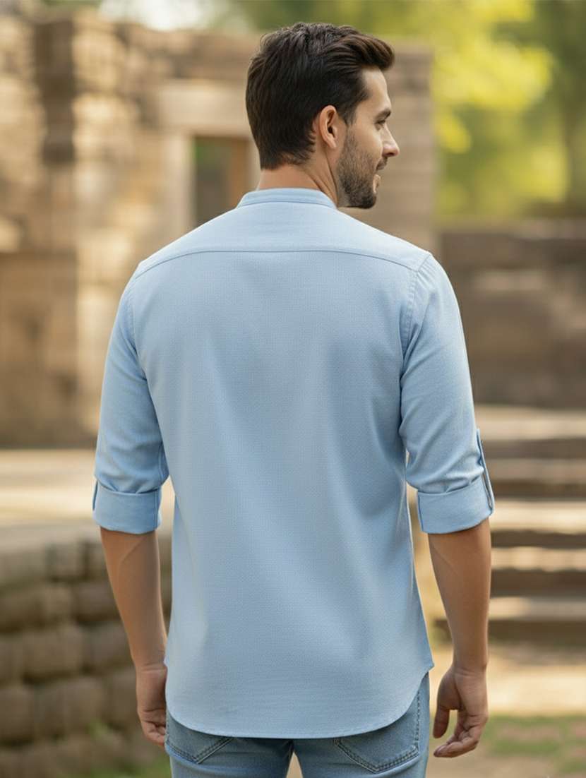 men solid mandarin neck short kurta - 22327549 -  Standard Image - 3