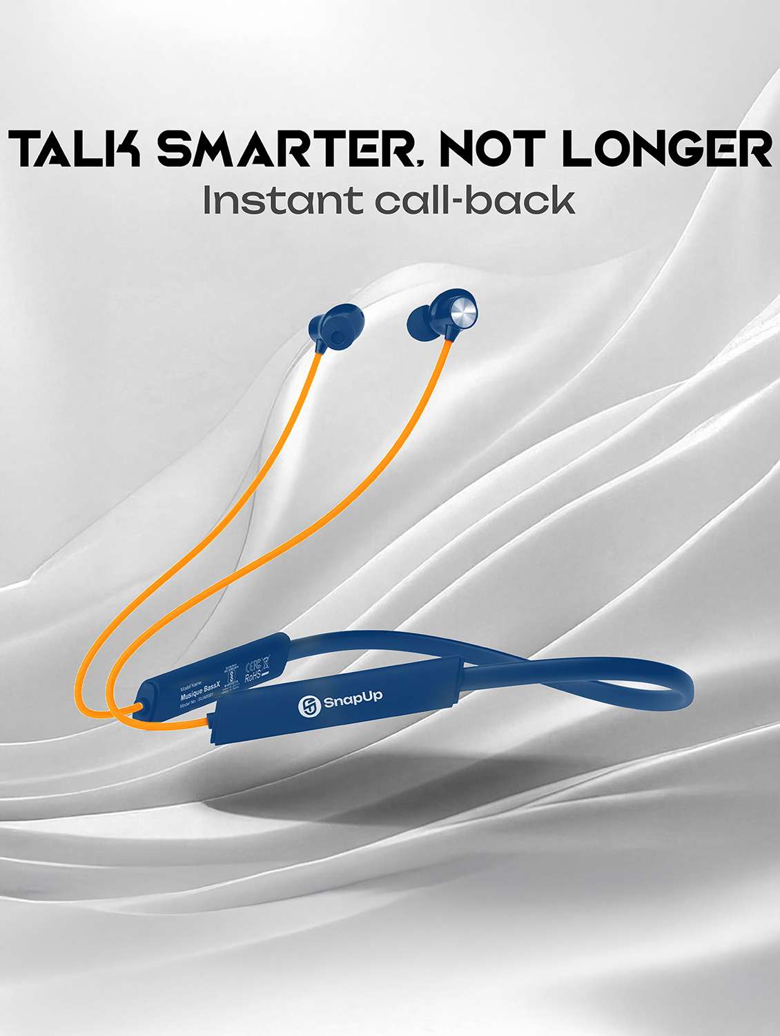 snapup musique bassx bluetooth wireless neckband (blue yellow) - 22327554 -  Standard Image - 8