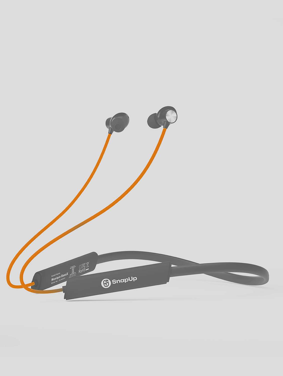 snapup musique bassx bluetooth wireless neckband (grey yellow)