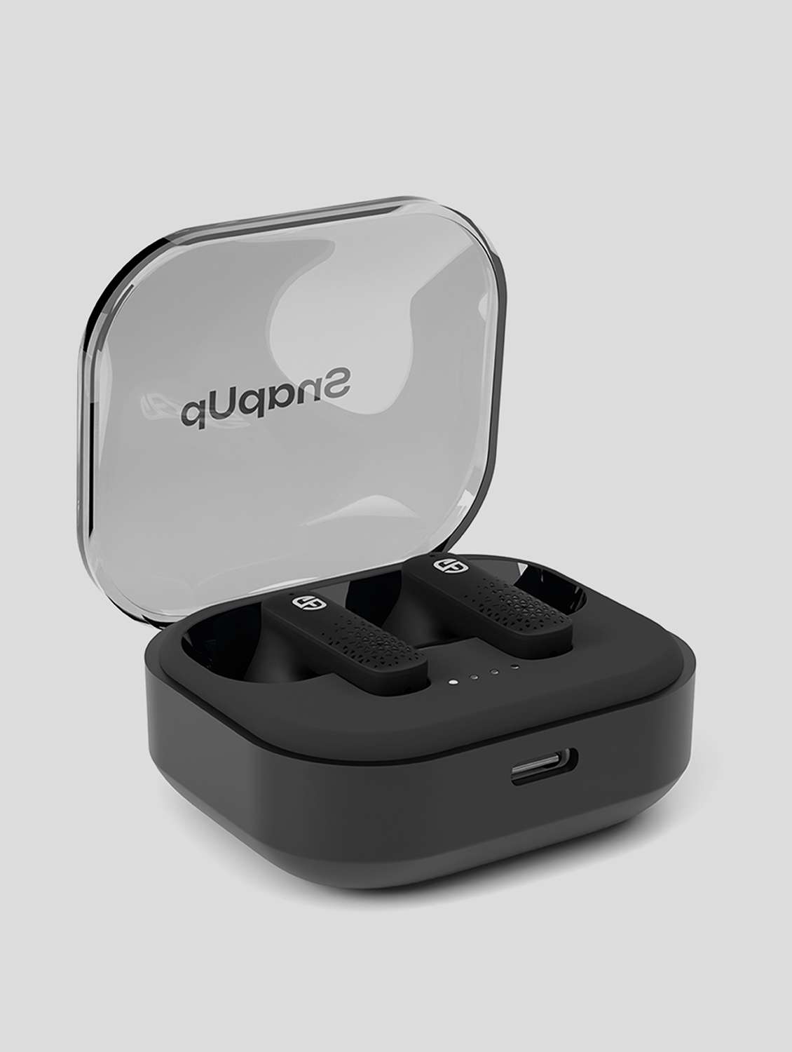 snapup snapods crystal in ear true wireless earbuds - charcoal black
