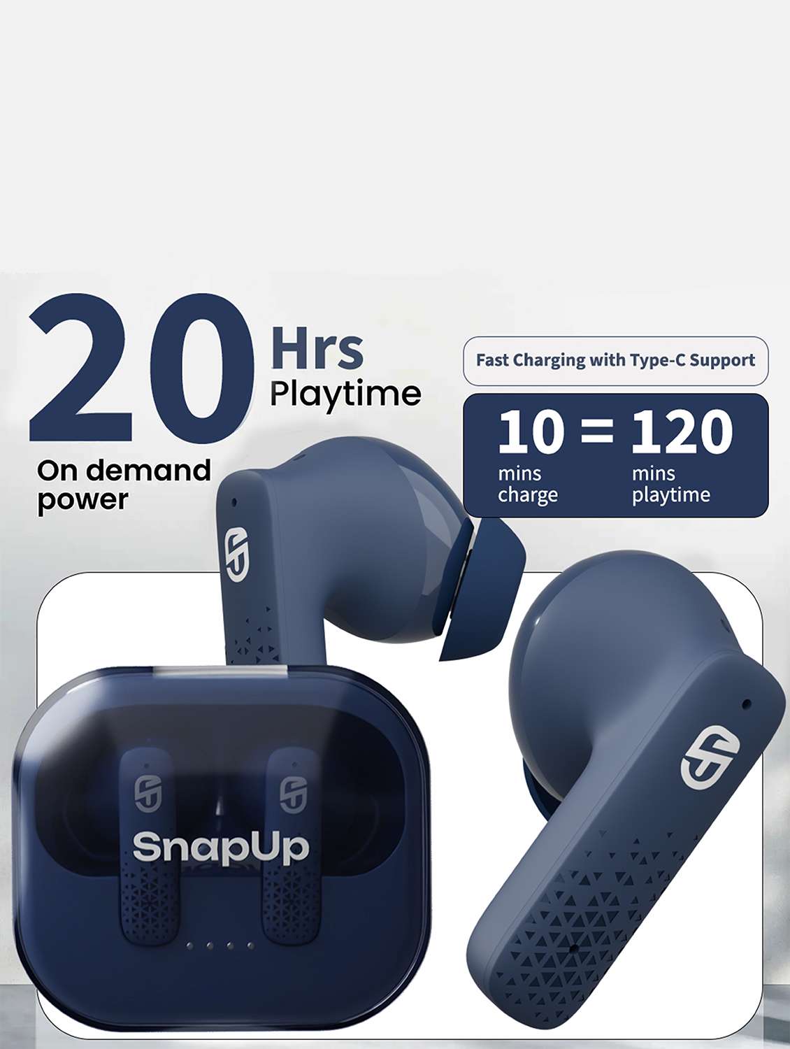 snapup snapods crystal in ear true wireless earbuds - psych blue - 22327557 -  Standard Image - 8