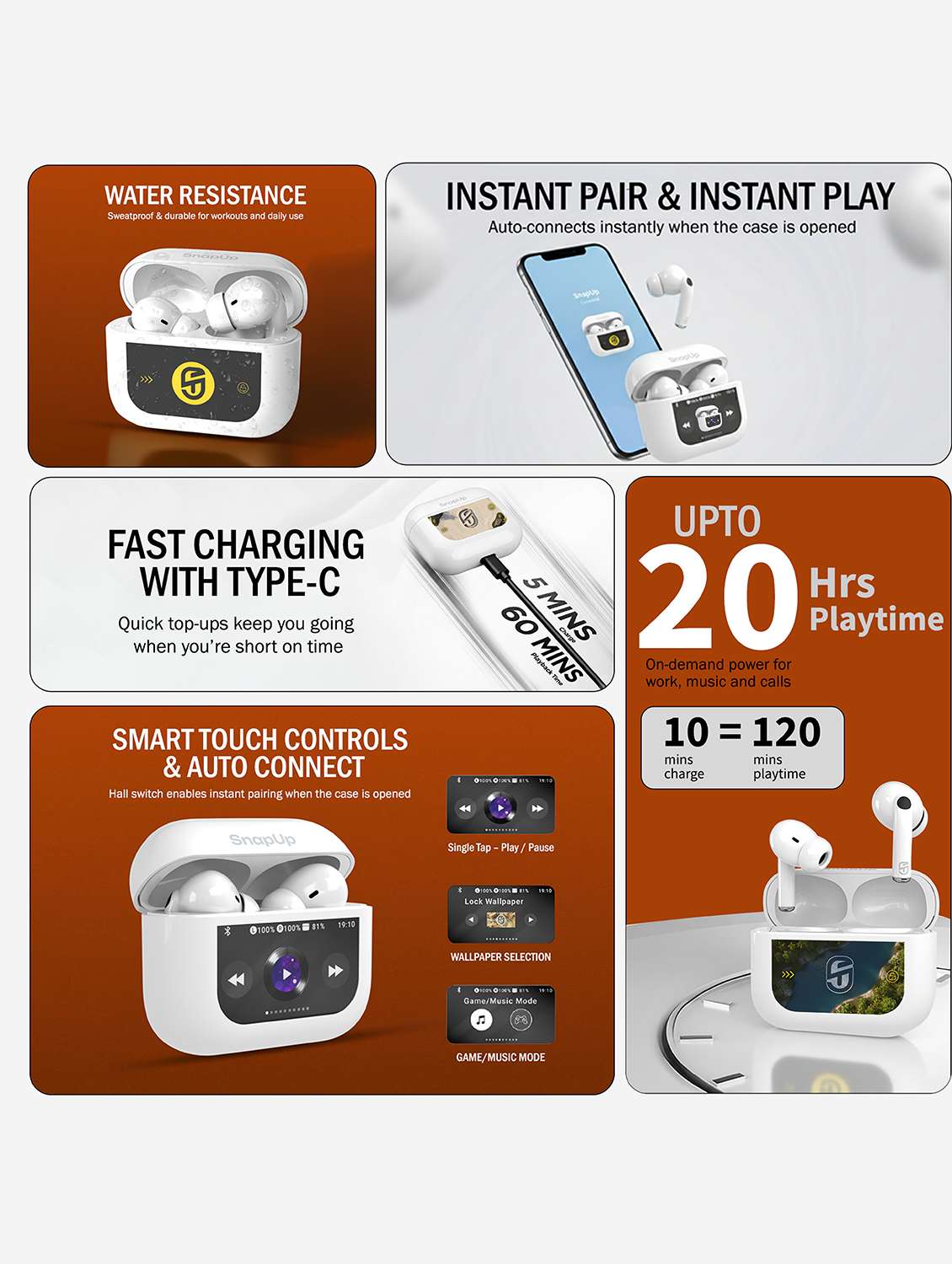 snapup snapods view in ear true wireless earbuds - glaze white - 22327558 -  Standard Image - 3