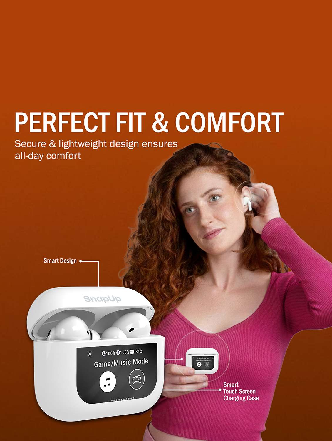 snapup snapods view in ear true wireless earbuds - glaze white - 22327558 -  Standard Image - 5