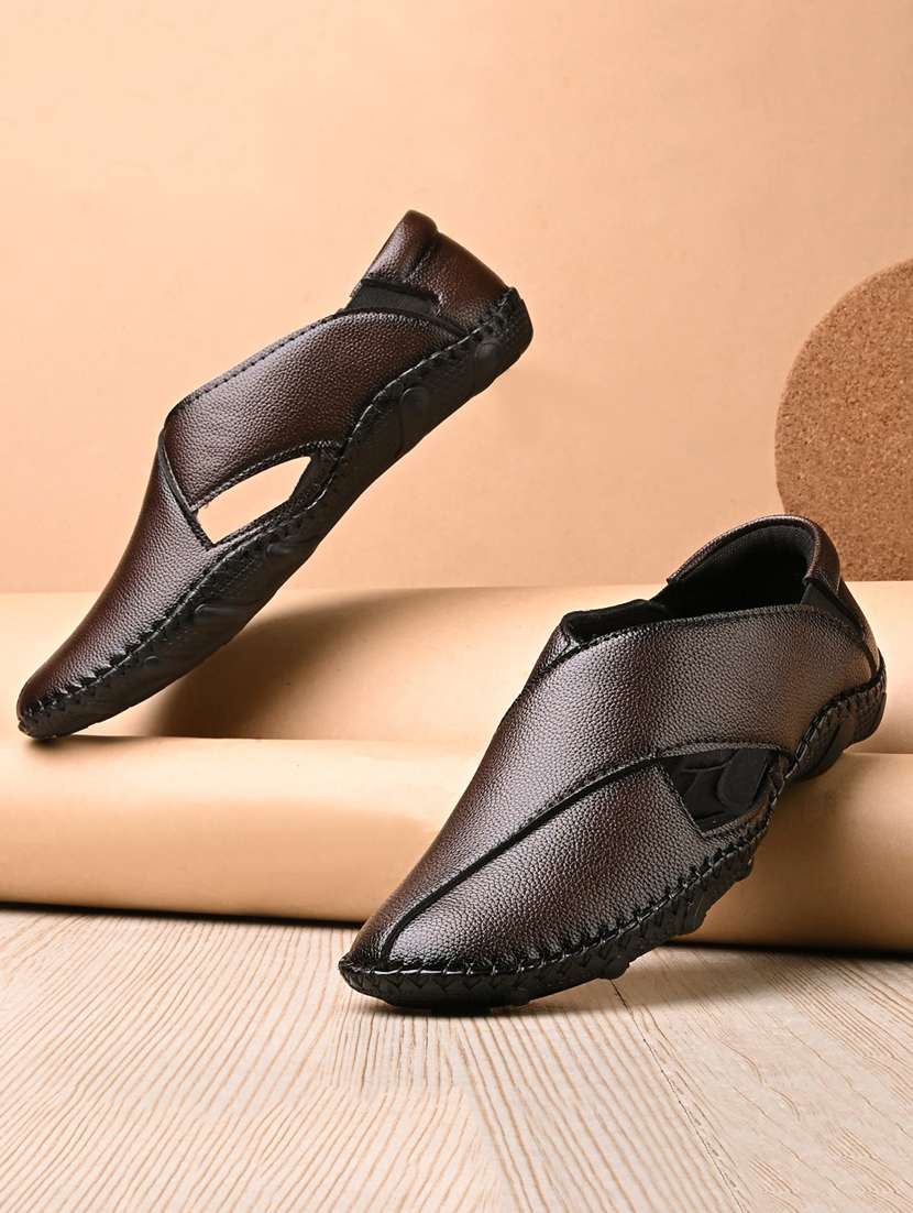 men brown slip on sandal