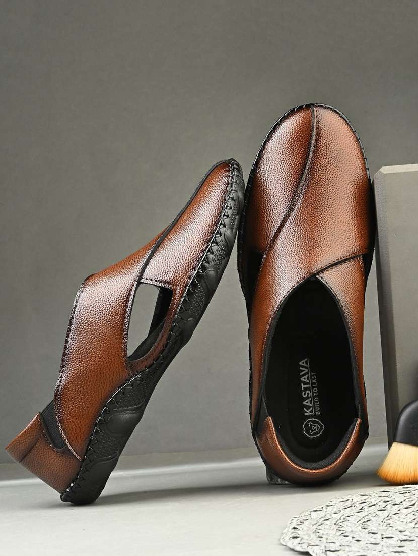 men tan slip on sandal