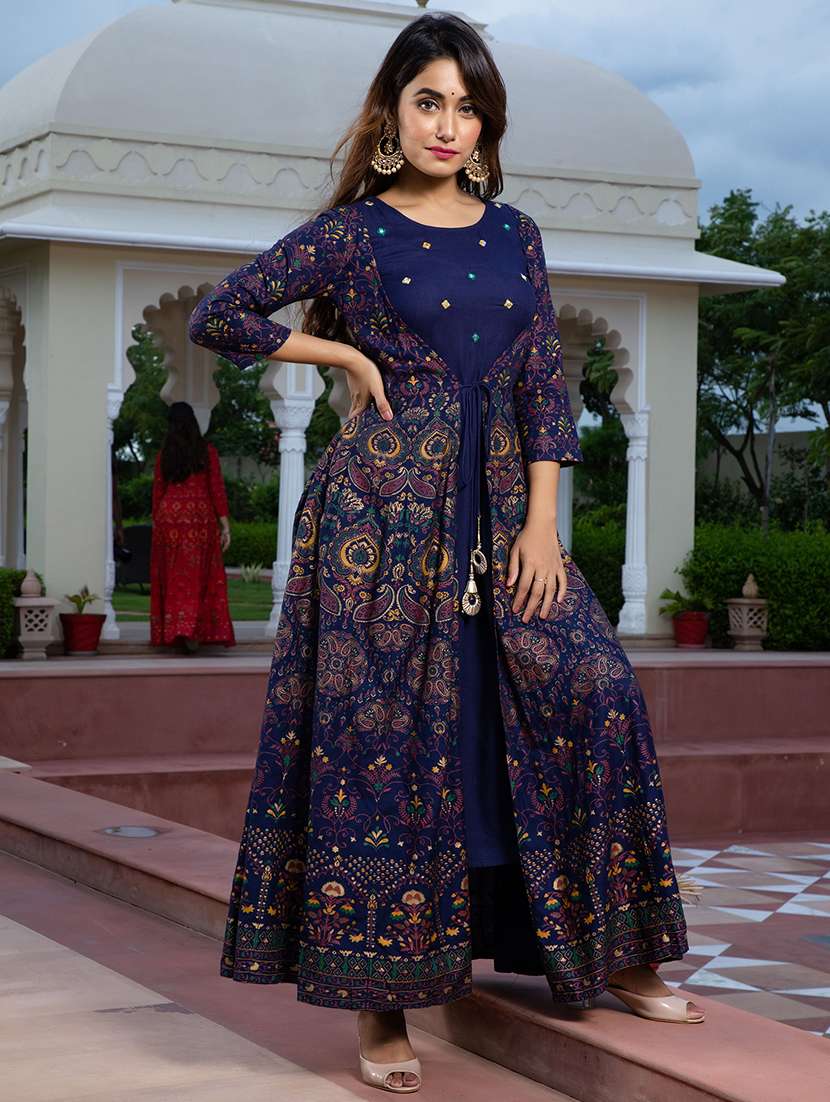 women printed three quarter sleeve kurta - 22327588 -  Standard Image - 3