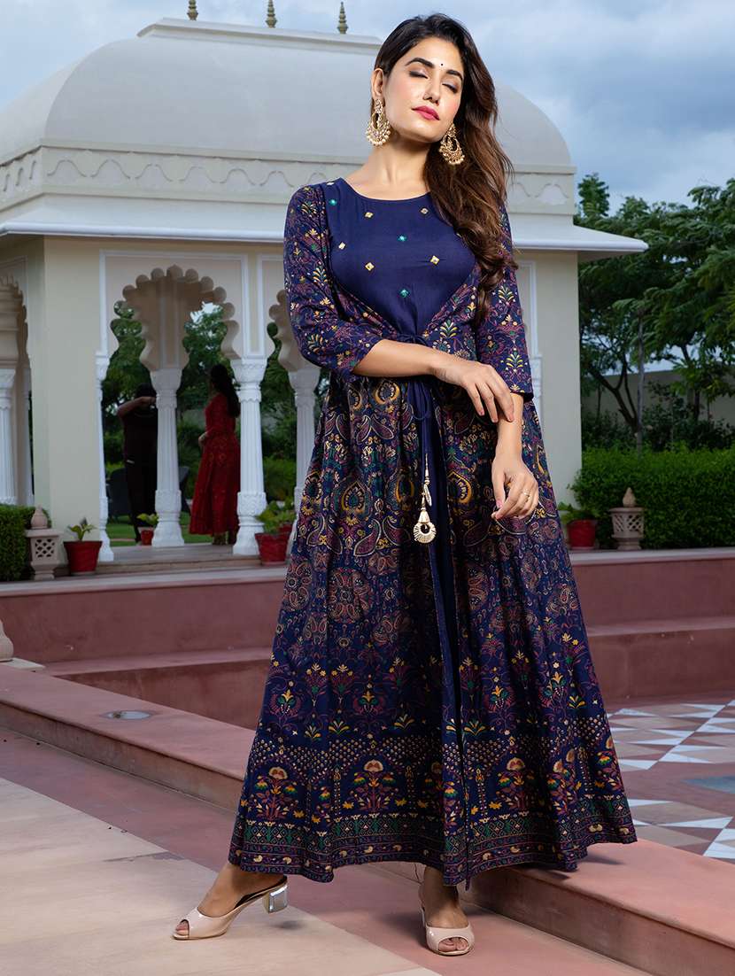 women printed three quarter sleeve kurta - 22327588 -  Standard Image - 5