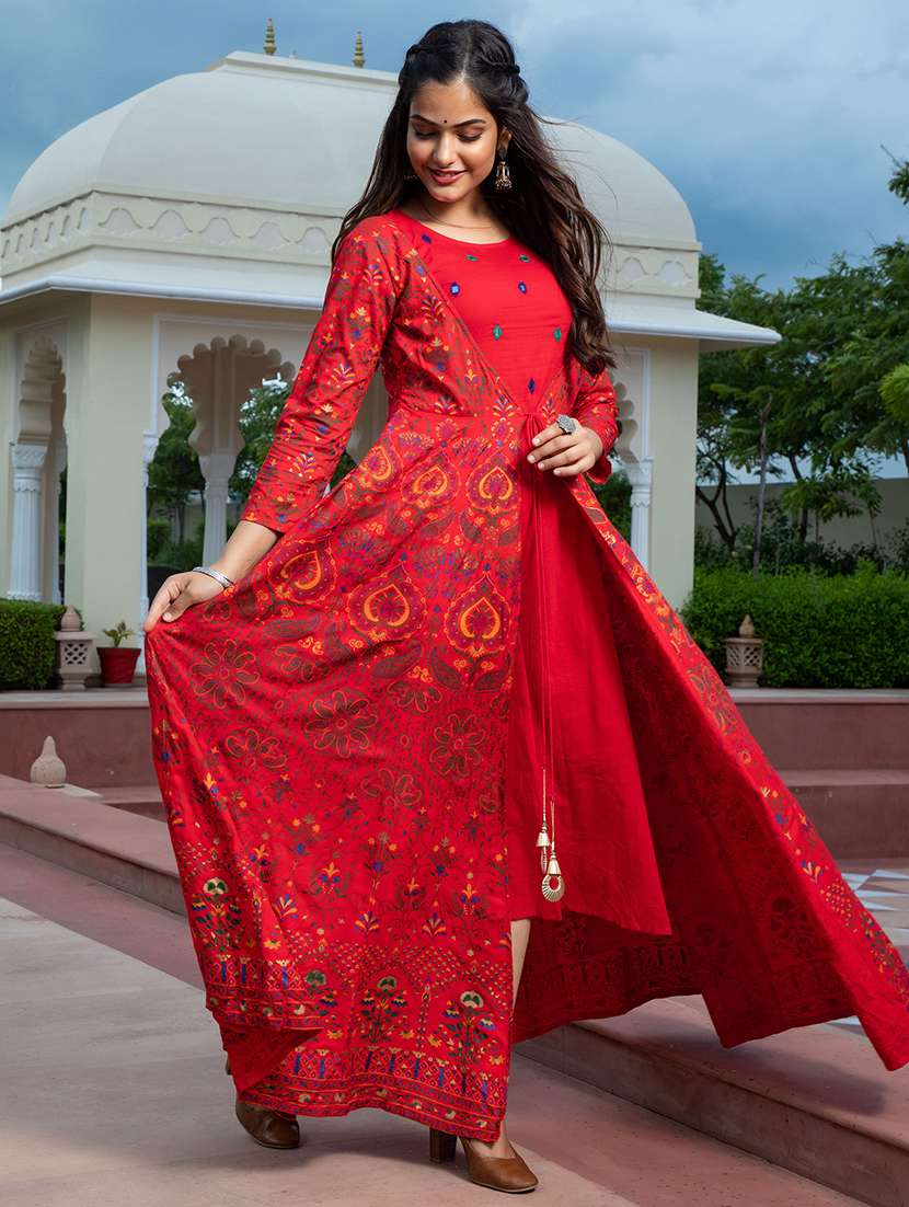 women printed three quarter sleeve kurta - 22327590 -  Standard Image - 5