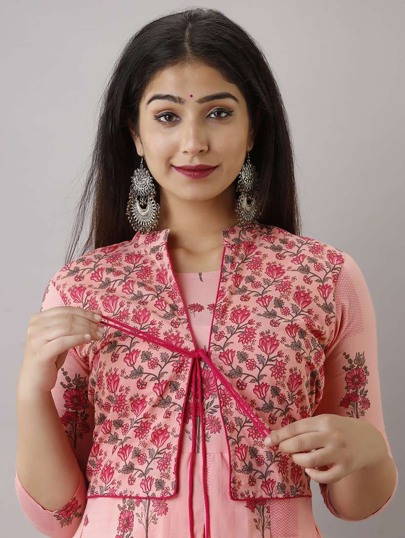 women floral print three quarter sleeve kurta - 22327592 -  Standard Image - 5