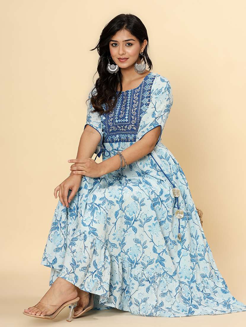 women printed round neck dress - 22327596 -  Standard Image - 5