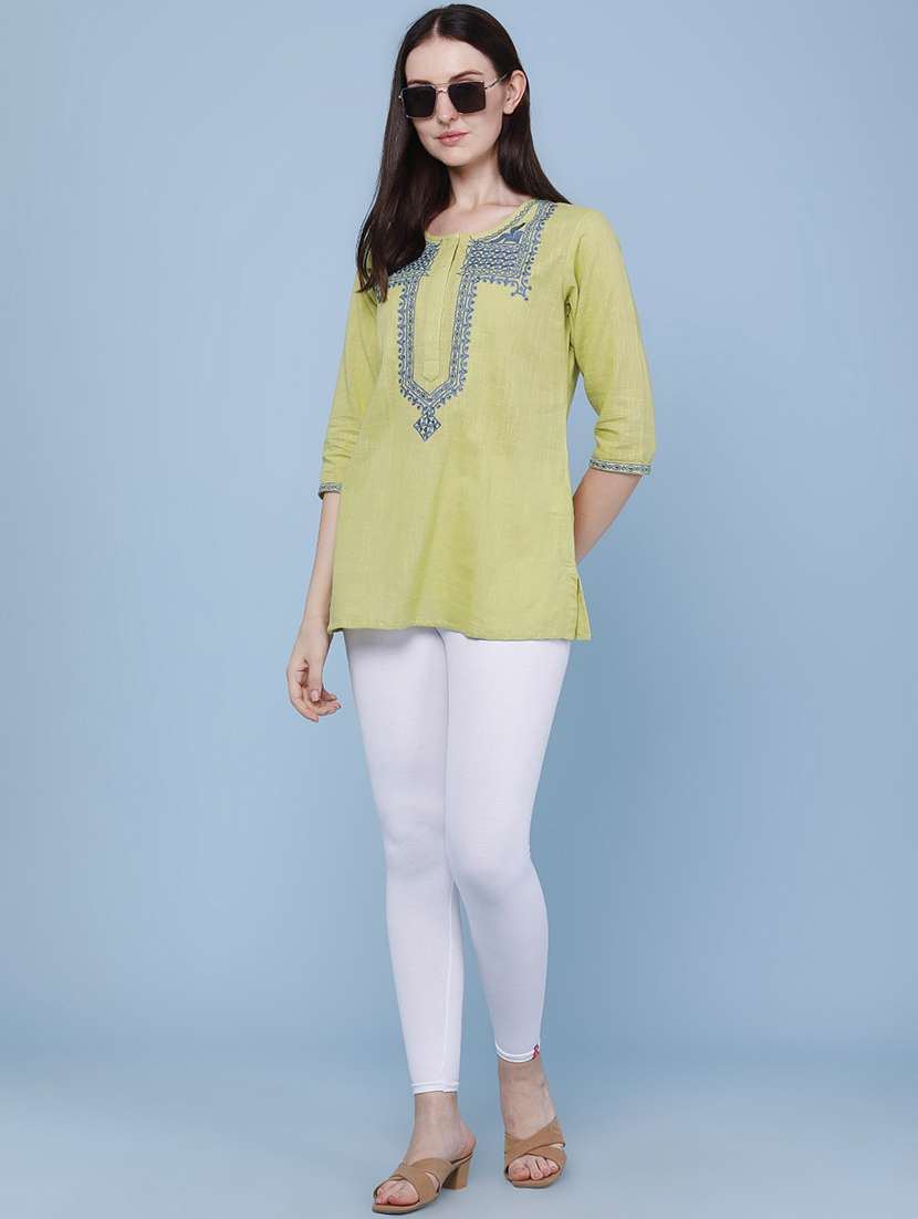 women embroidered three quarter sleeves a-line kurti - 22327720 -  Standard Image - 5