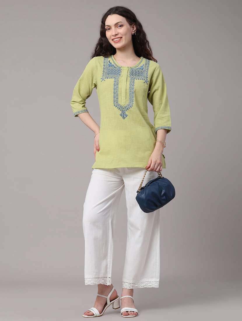 women embroidered three quarter sleeves a-line kurti - 22327721 -  Standard Image - 5