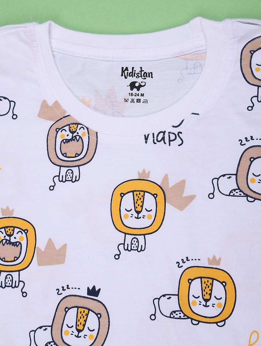 boys printed round neck t-shirt and dungaree set - 22327735 -  Standard Image - 3