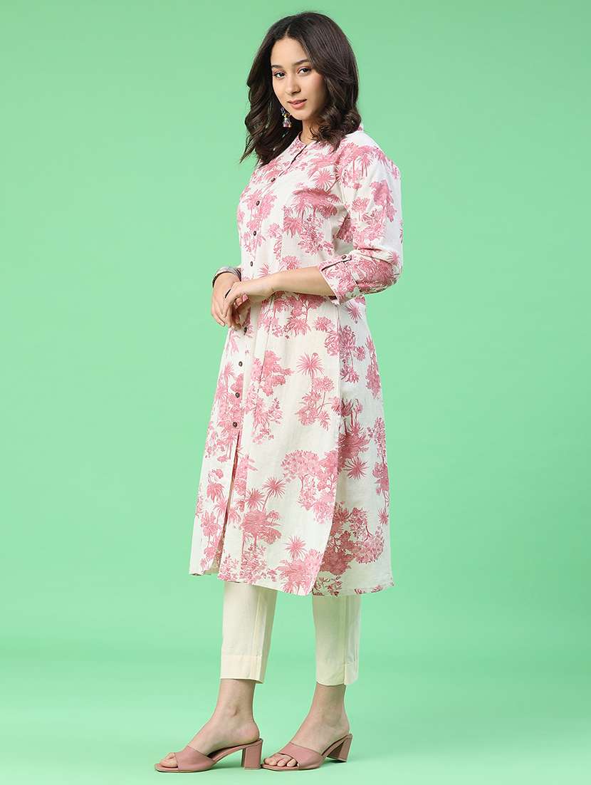 women printed three quarter sleeves a-line kurta - 22327786 -  Standard Image - 3