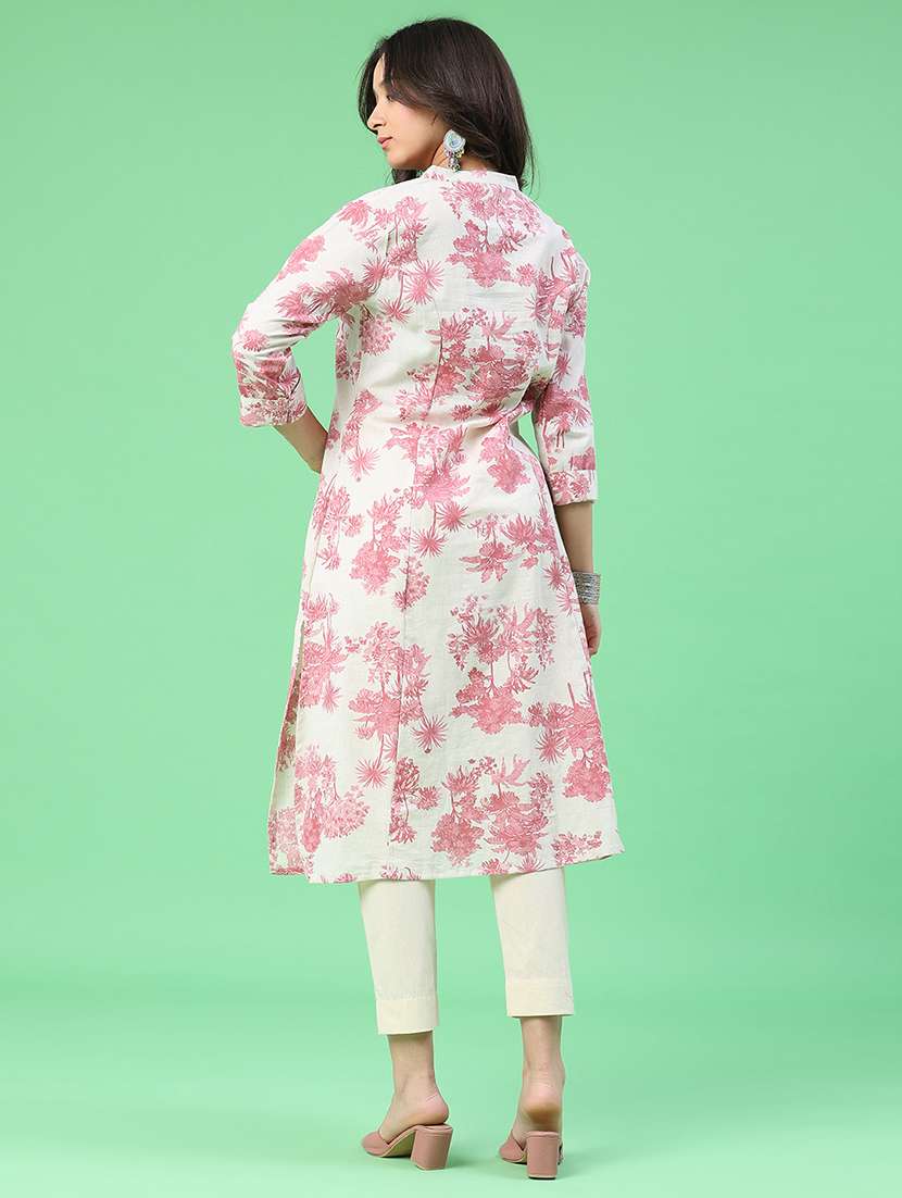 women printed three quarter sleeves a-line kurta - 22327786 -  Standard Image - 5