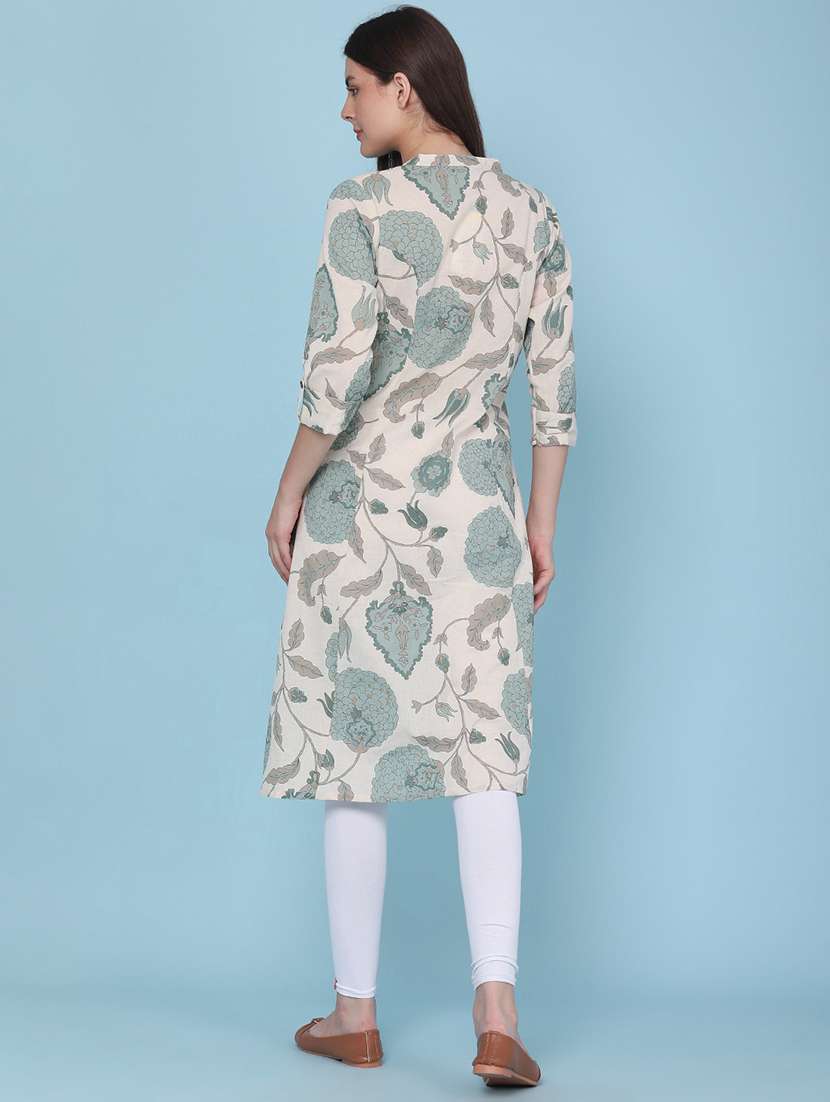 women printed three quarter sleeves a-line kurta - 22327788 -  Standard Image - 3