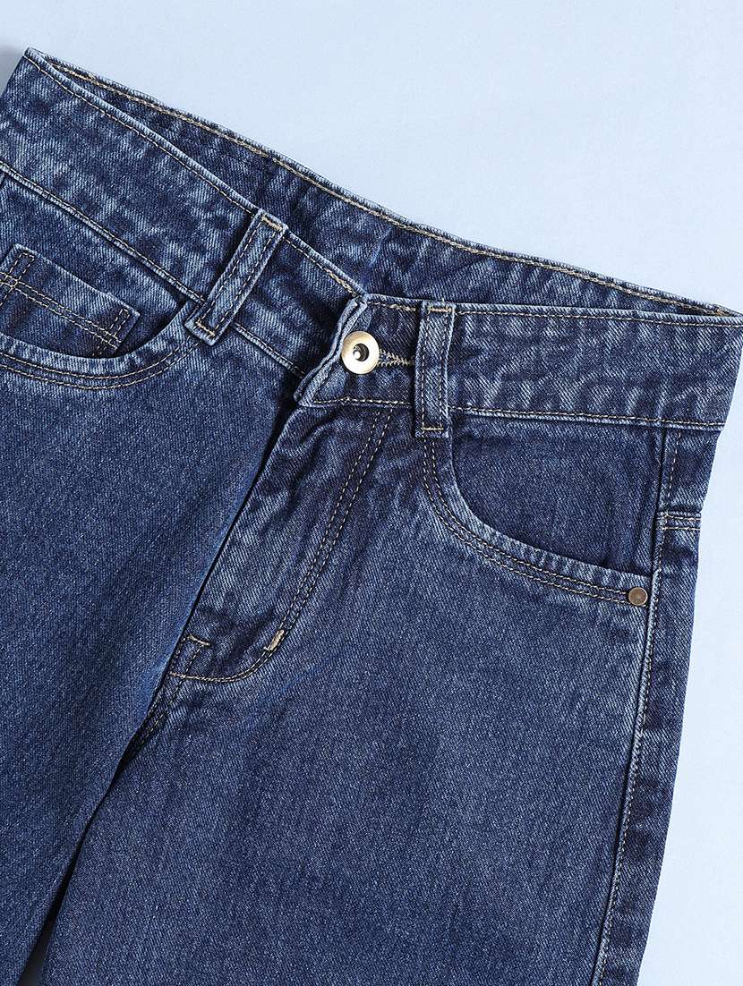 girls plain mid rise wide leg jeans - 22327832 -  Standard Image - 3