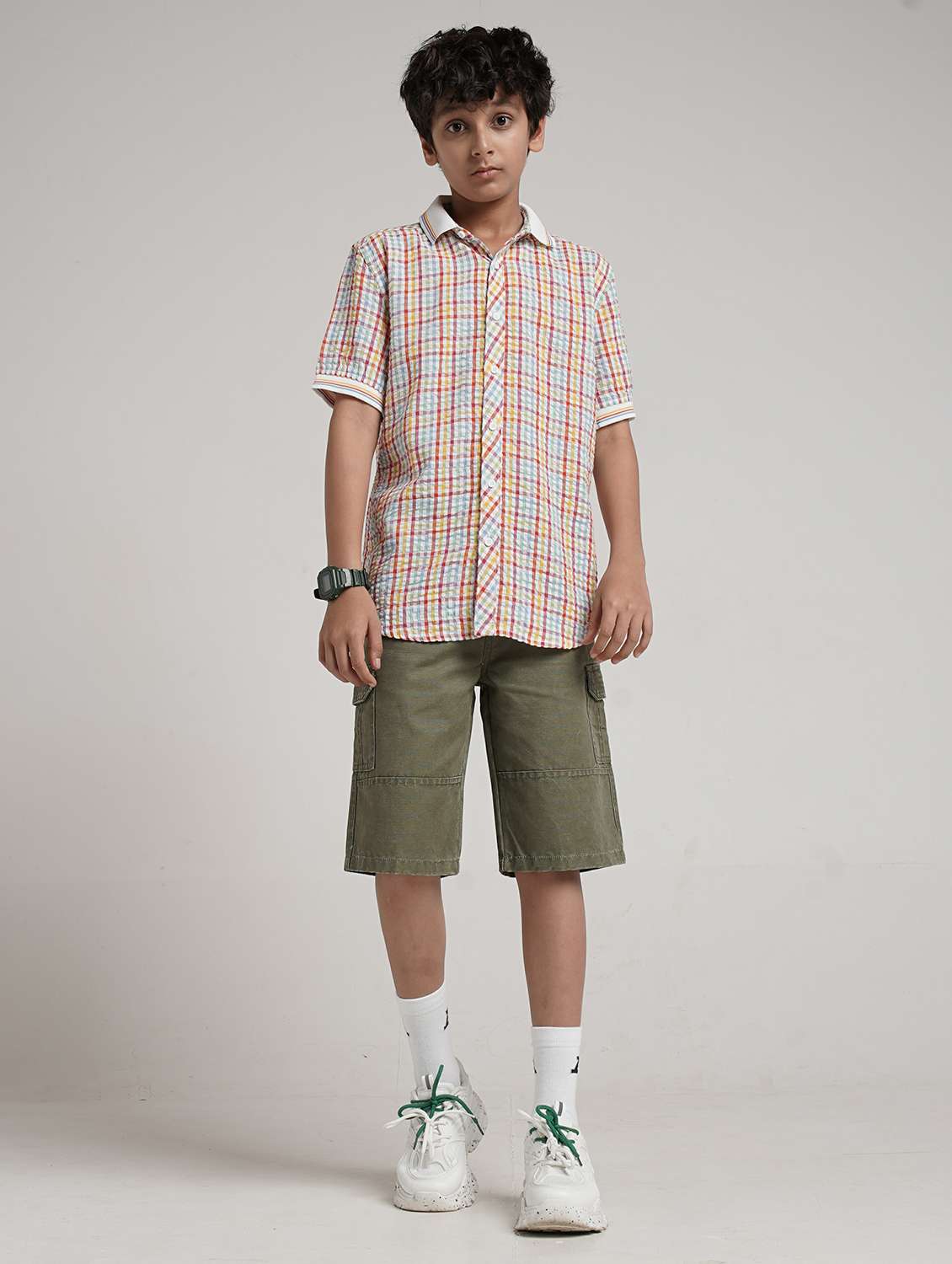 boys checkered collared short sleeve shirt - 22327847 -  Standard Image - 3