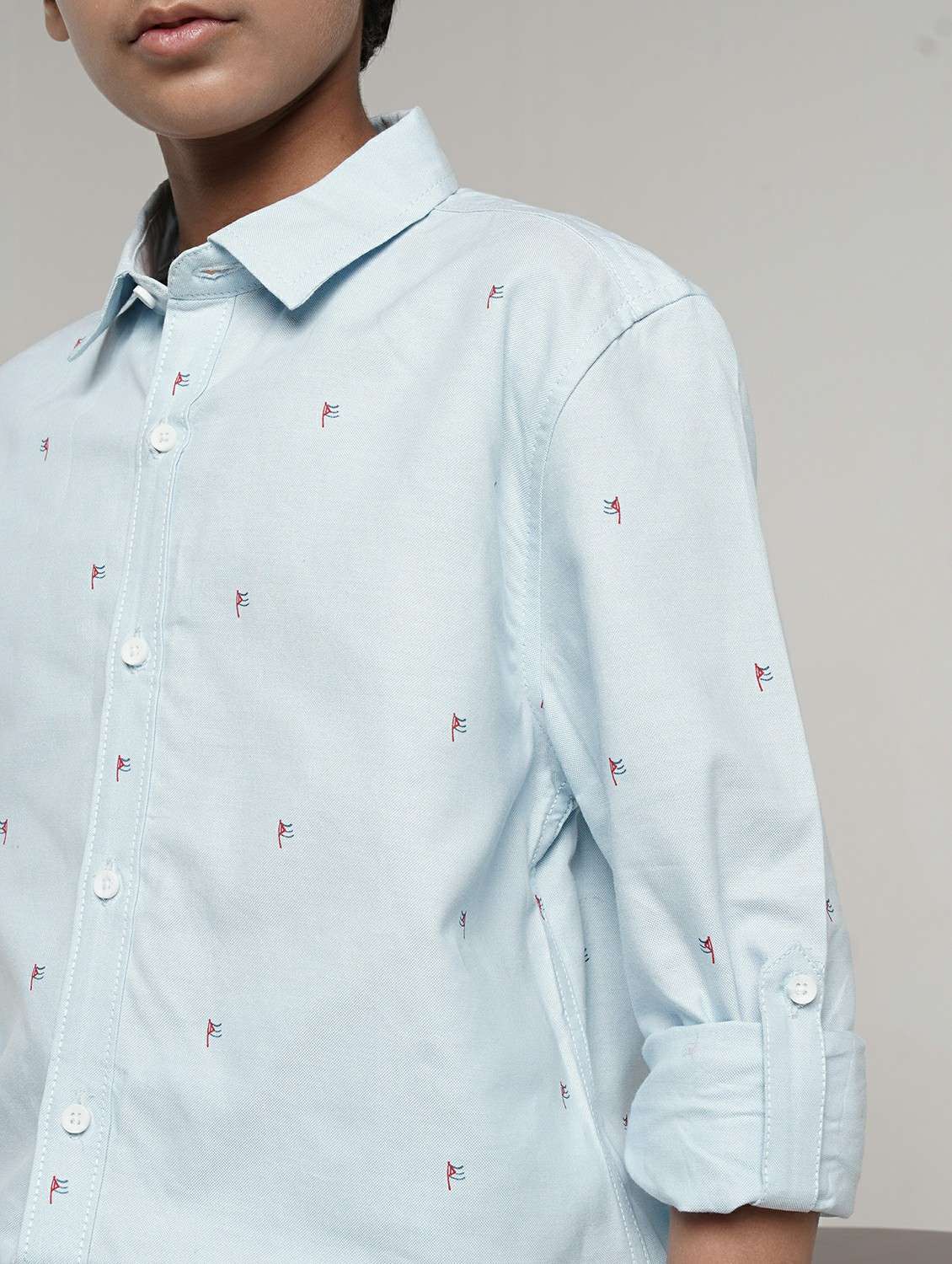 boys printed collared roll up sleeve shirt - 22327852 -  Standard Image - 5